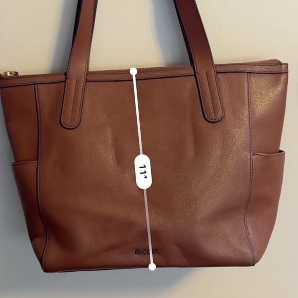 Brown leather 2 handle Fossil Tote Bag - Picture 6 of 9